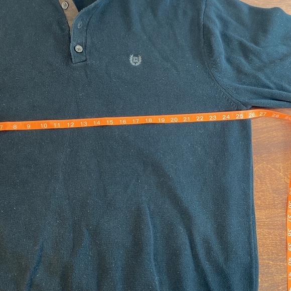 Chaps Dark Blue Sweater, Mock Turtleneck 1/4 Button Up, Brown Details Men's XXL - Picture 6 of 8